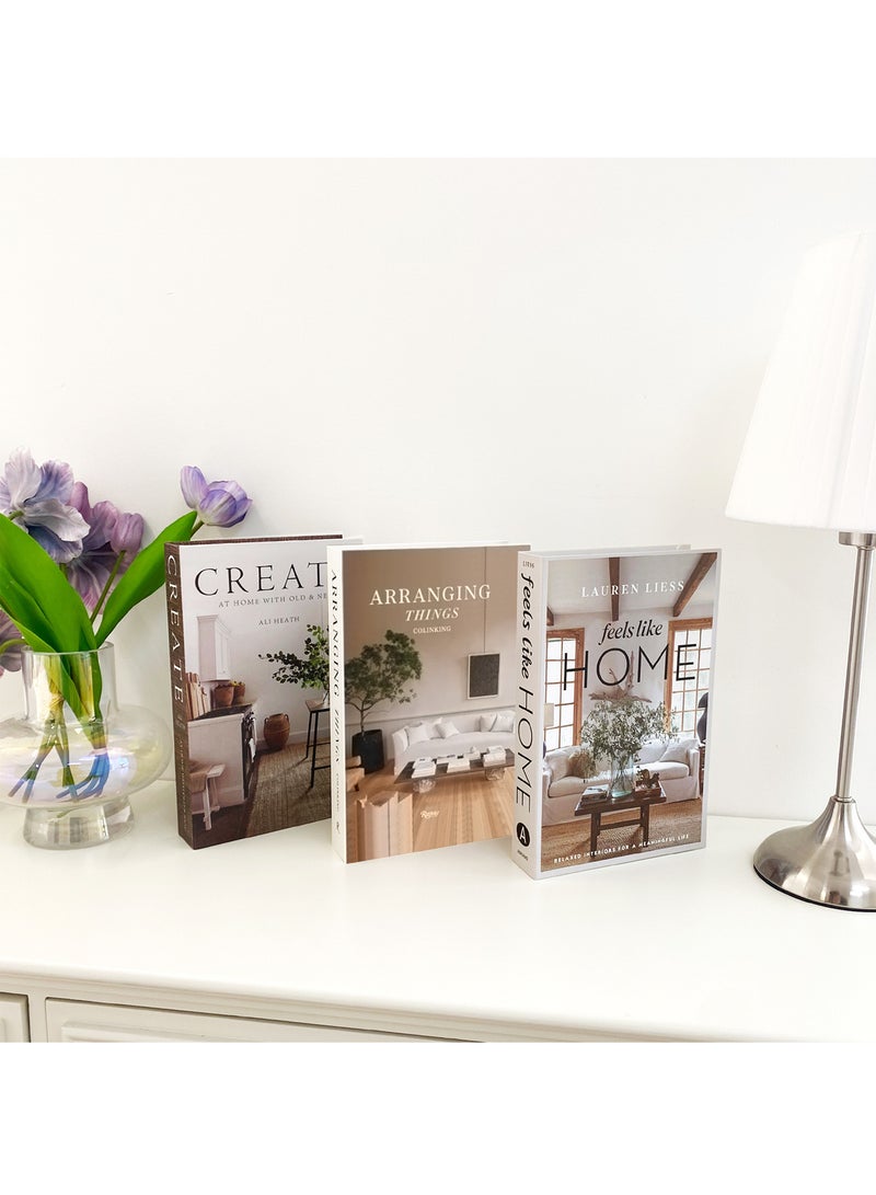 بينكو كتب ديكورية لديكور المنزل، مجموعة من 3 كتب ديكورية أنيقة، تُضفي لمسة جمالية على ديكور طاولة القهوة، غرفة المعيشة، الطاولات، الرفوف، كتب عرض عصرية مكدسة بغلاف مقوى. - Image 1