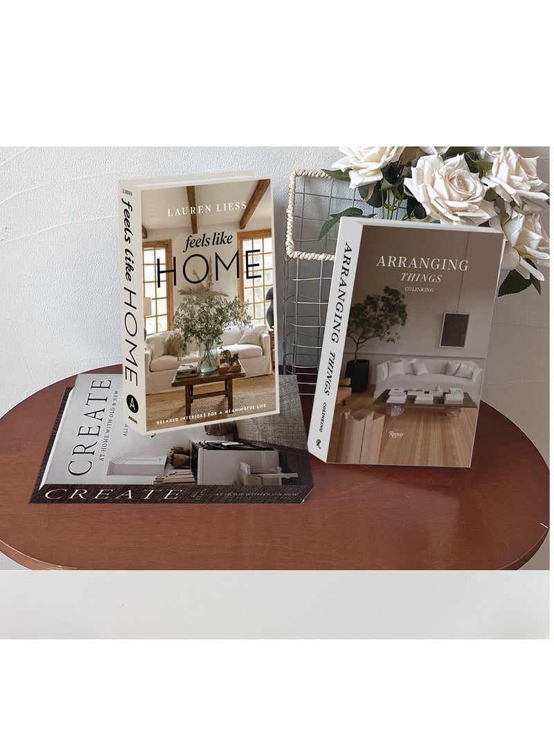 بينكو كتب ديكورية لديكور المنزل، مجموعة من 3 كتب ديكورية أنيقة، تُضفي لمسة جمالية على ديكور طاولة القهوة، غرفة المعيشة، الطاولات، الرفوف، كتب عرض عصرية مكدسة بغلاف مقوى. - Image 4