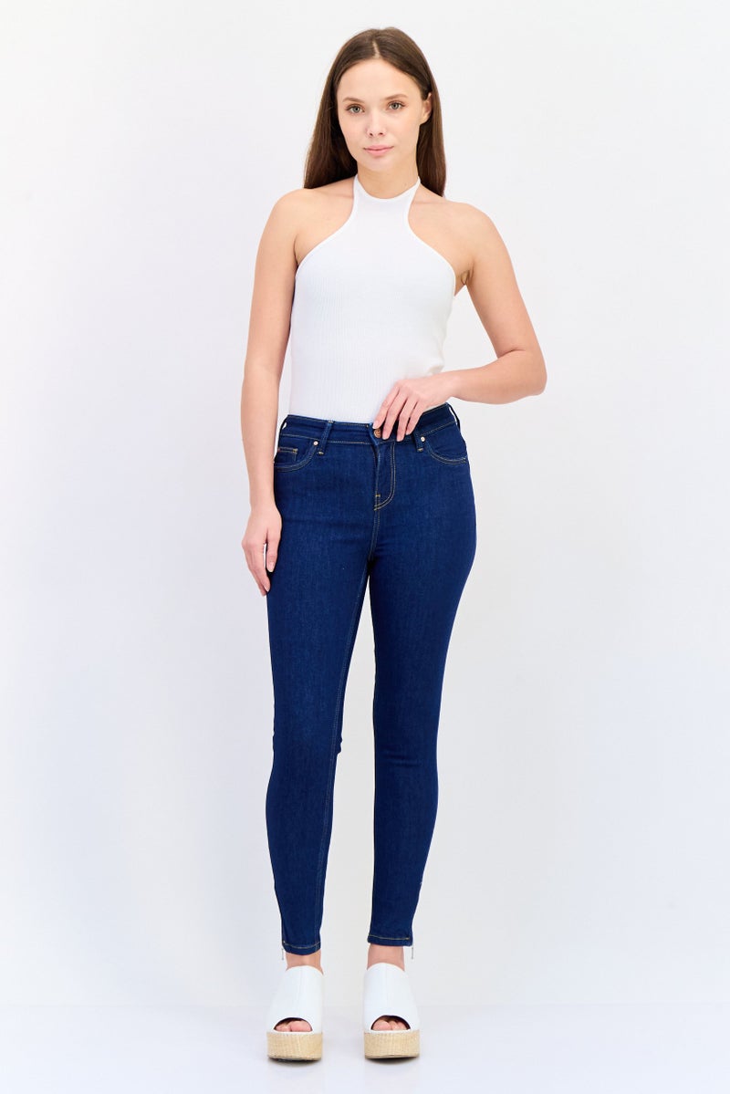 ONLY Women Regular Fit Solid Non Stretch Denim Jogger Jeans, Navy Blue - Image 2