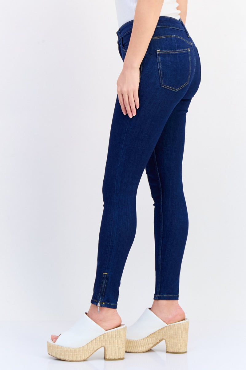 ONLY Women Regular Fit Solid Non Stretch Denim Jogger Jeans, Navy Blue - Image 3