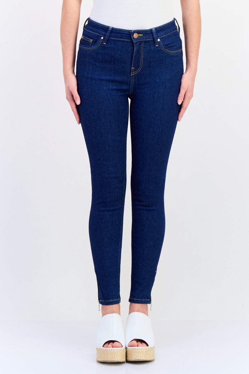 ONLY Women Regular Fit Solid Non Stretch Denim Jogger Jeans, Navy Blue - Image 1