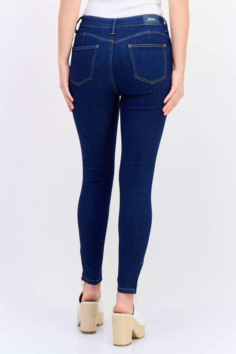 ONLY Women Regular Fit Solid Non Stretch Denim Jogger Jeans, Navy Blue - Image 4