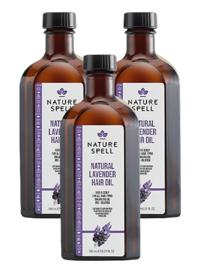 Nature Spell 3 Pieces Natural Lavender Hair Oil For All Hair Types 150ml - Image 1