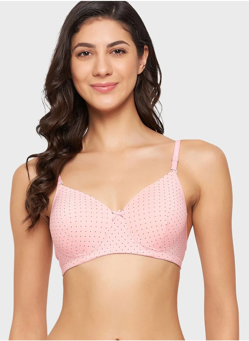 Clovia Padded Non-Wired Full Cup Polka Dot Print Multiway T-shirt Bra