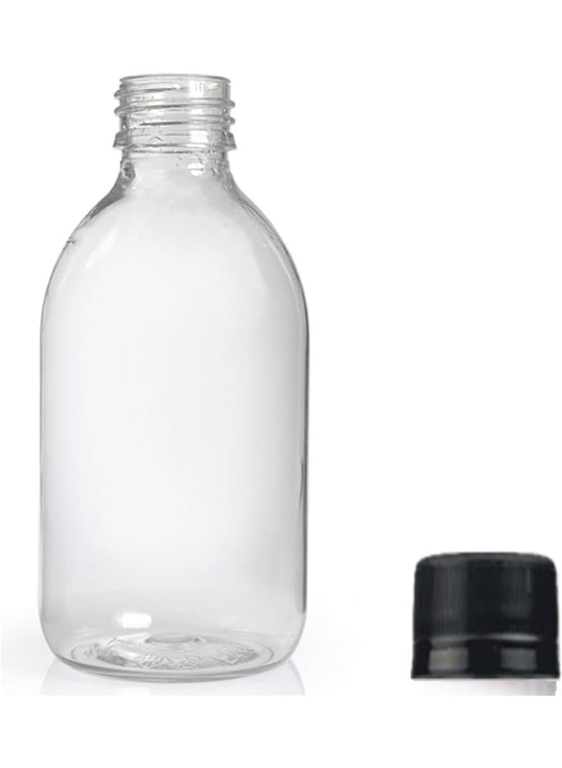 Plastic Bottles with Black Cap for Travel - 4 x 250ml - Clear Recyclable - Image 2