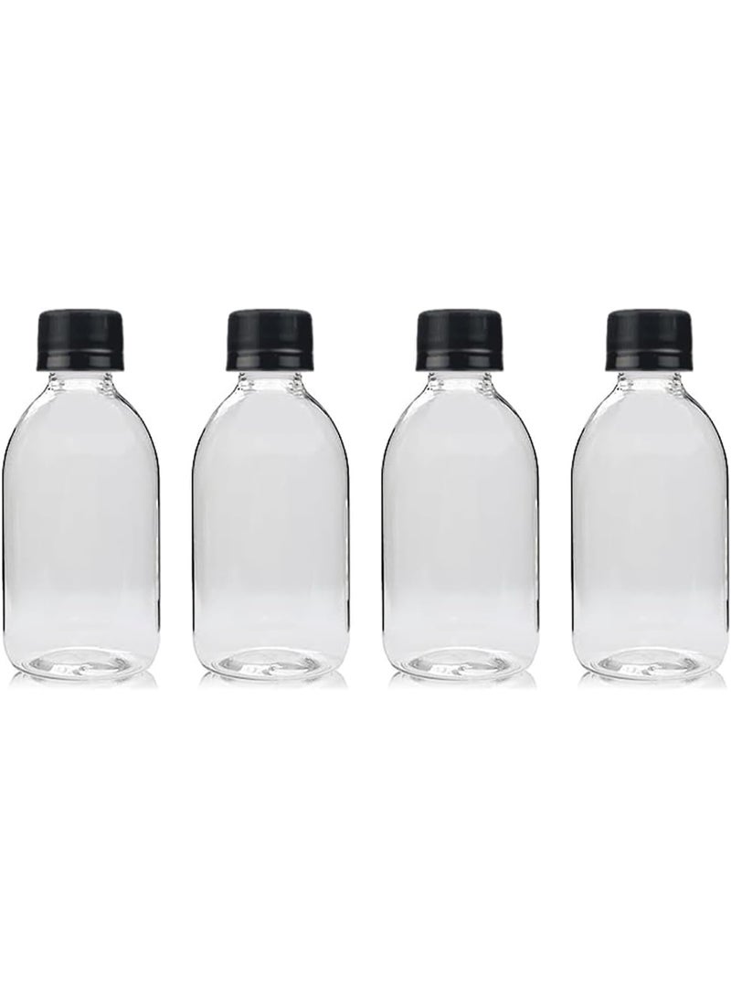 Plastic Bottles with Black Cap for Travel - 4 x 250ml - Clear Recyclable - Image 3