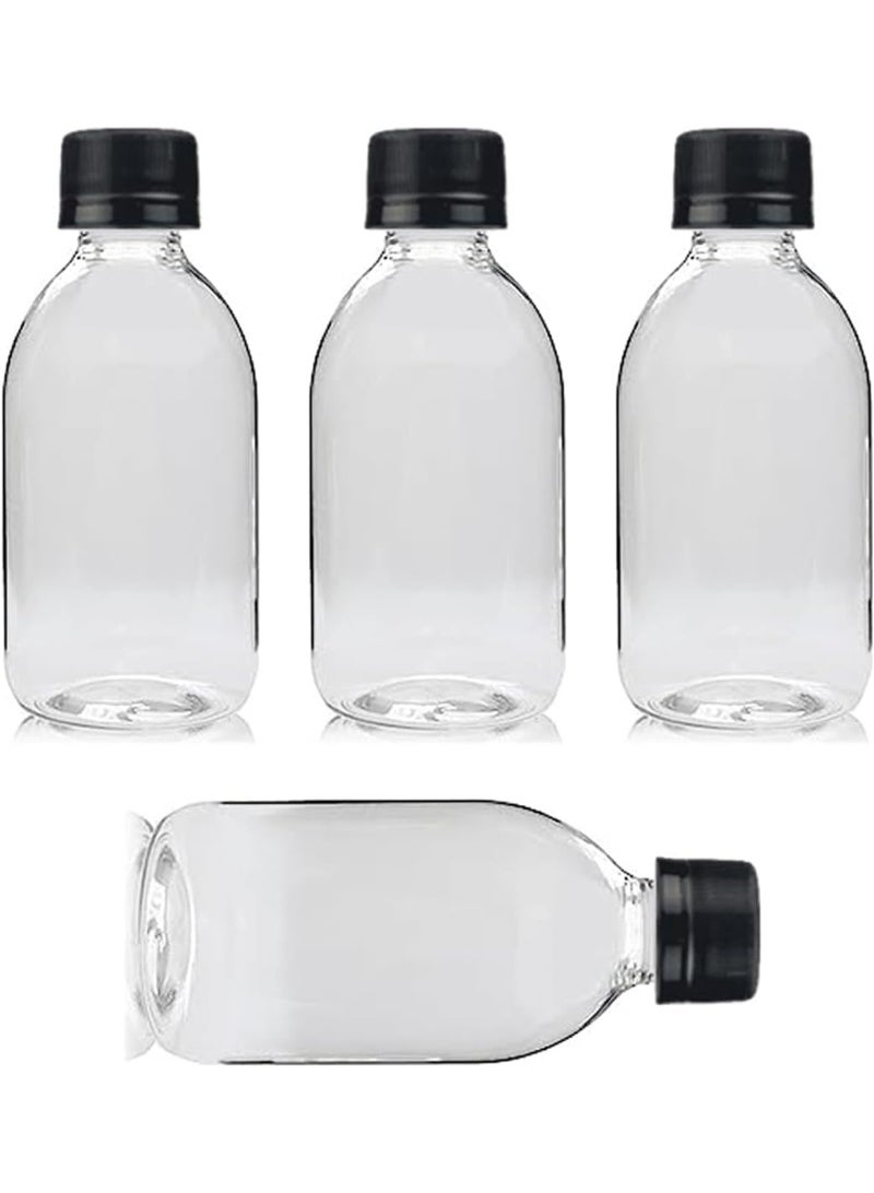 Plastic Bottles with Black Cap for Travel - 4 x 250ml - Clear Recyclable - Image 1