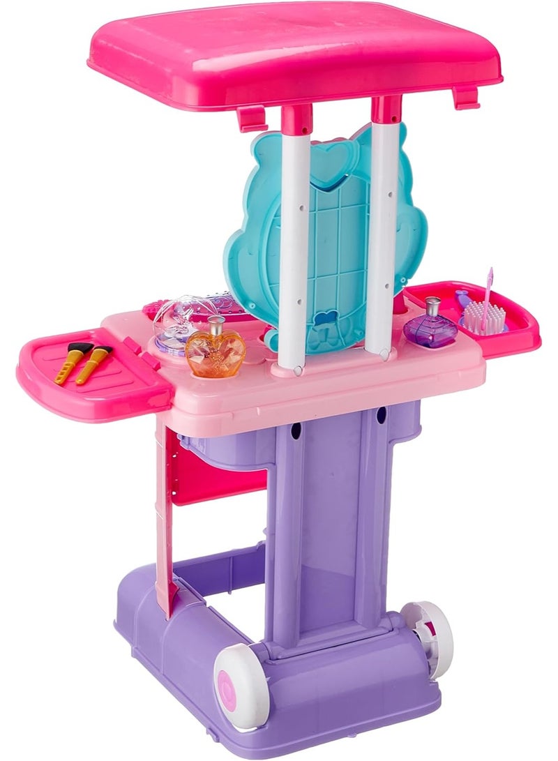 3 In 1 Ornaments Suitcase Makeup Table for Toddler Girls Vanity & Suitcase Set with Fashion Accessories Pretend Play Travel Suitcase Fashion Beauty Set for Girls  - Image 2