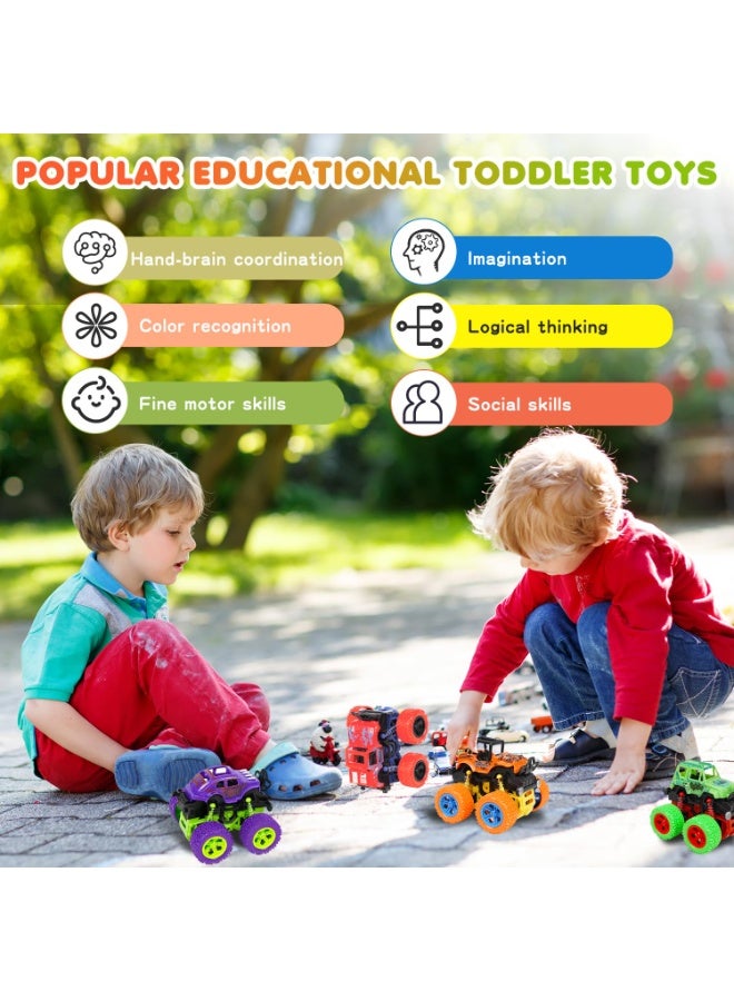 هالامودو ضبط 4-حزمة الأطفال سحب -إعادة الحركة الحركة خارج الطرق الطرق حركة السيارة خارج الطرق 4WD التعليق المستقل لعبة السيارات السيارات السيارات السيارات السيارات ممتص صدمات مدمج للركوب السلس قوت الإطارات المحشوة مع مقاومة قوية لكمات 360° الدوران الحر ستورات الصدمات ضربة إطار الحماية من التصادم ضربة لا تحتاج إلى بطارية رأس مثالية للأولاد أفضل من 3-8 سنوات من العمر - Image 4