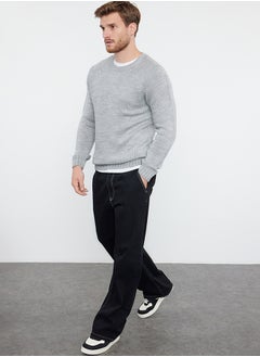 Gray Slim Fit Crew Neck Raglan Sleeve Basic Knitwear Sweater - pzsku/Z55EC89A5FAACC839DB8BZ/45/_/1730941503/434d01fe-e837-4f3e-9f44-f8bf9dbe353b