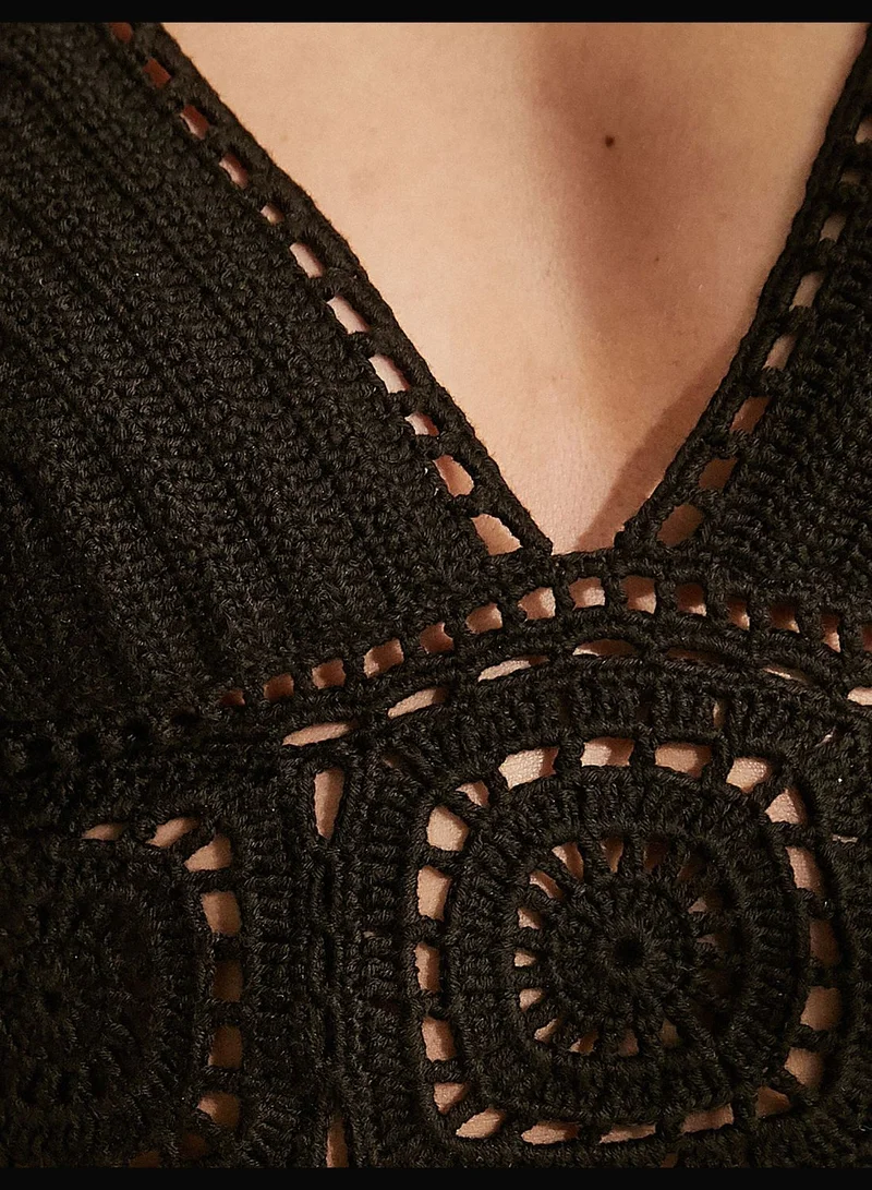 KOTON Melis Ağazat X Koton - Crop Tank Top Tie Detail Knitted Detail