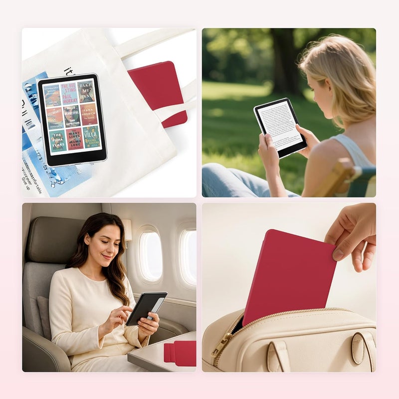 SESENSE Detachable Magnetic Case for 7'' Kindle Paperwhite 12th Gen 2024 and Kindle Colorsoft Signature Edition, Slim PU Shell Cover Case with Auto Wake/Sleep, Red - Image 5