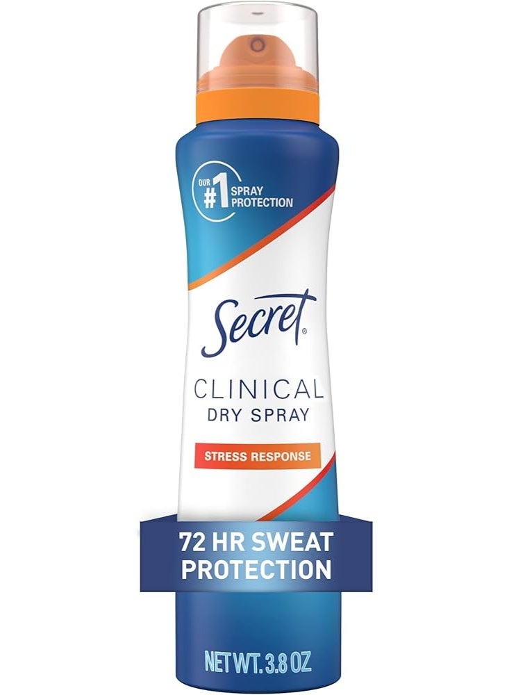 Clinical Strength Dry Spray Antiperspirant Deodorant for Women, 3X Stress Protection, 72hr Sweat & Odor Protection, PH Balancing Minerals, Stress Response Scent 107 g