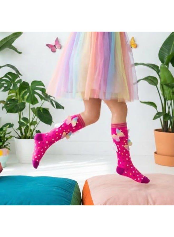 Glitters Funky 3D High Socks for Kids & Teens | Butterfly Polka Dot Knee-High Socks | Cute Cartoon Design | Soft Stretchable Fabric - Image 3