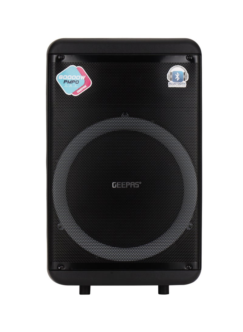 GEEPAS Rechargeable and Professional Trolley Speaker| Bluetooth, TWS Function and FM Radio Includes a Wireless Microphone Remote Control | 60000W PMPO Recording Function, LED Light and LED Display | 2 Years Warranty  - Image 2