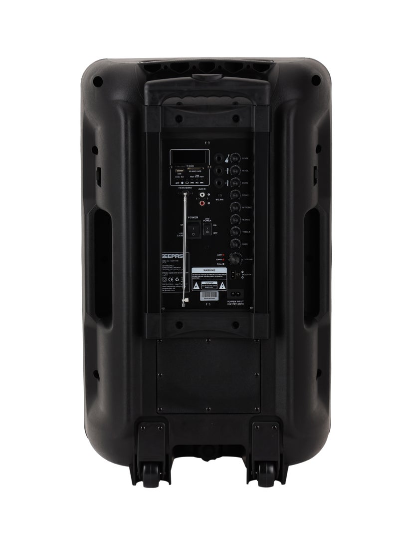 GEEPAS Rechargeable and Professional Trolley Speaker| Bluetooth, TWS Function and FM Radio Includes a Wireless Microphone Remote Control | 60000W PMPO Recording Function, LED Light and LED Display | 2 Years Warranty  - Image 4