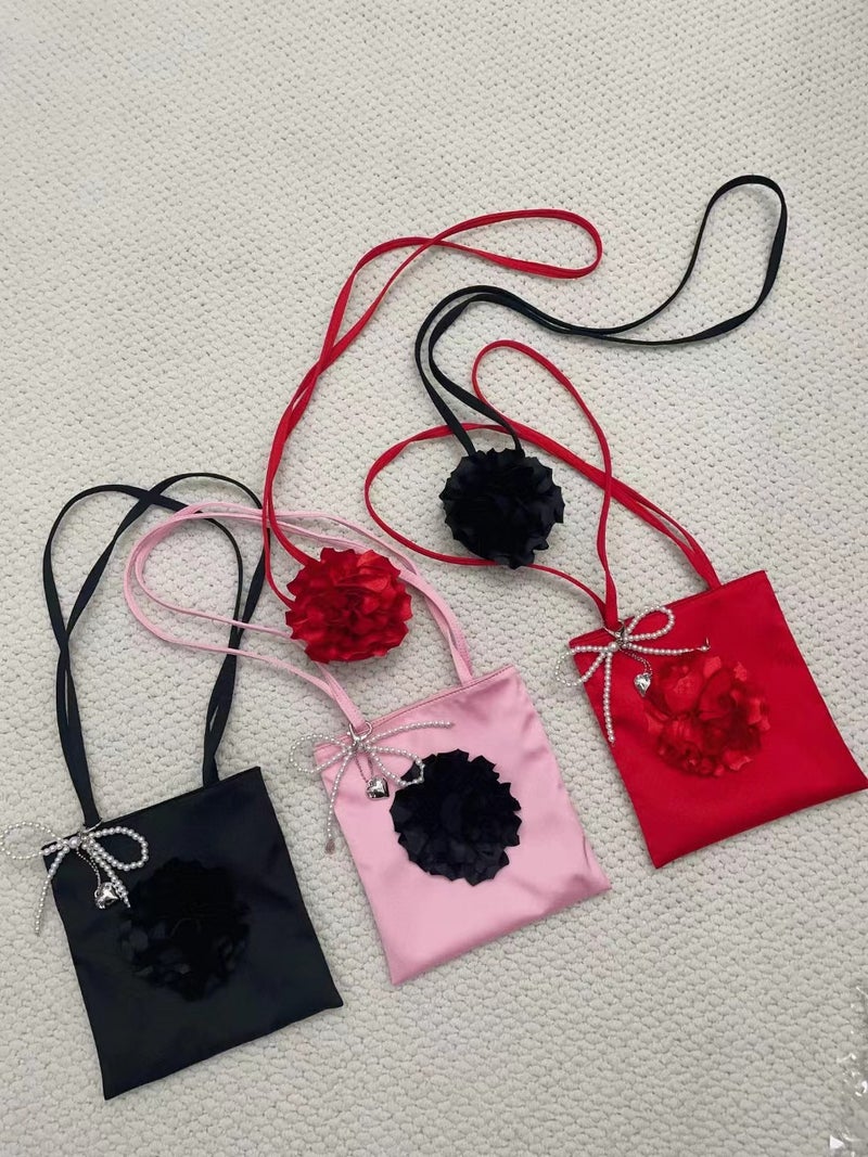 Mona Rose Flower Square Decorative Mobile Phone Crossbody Small Bag For Women Summer Summer Niche Style - Image 2