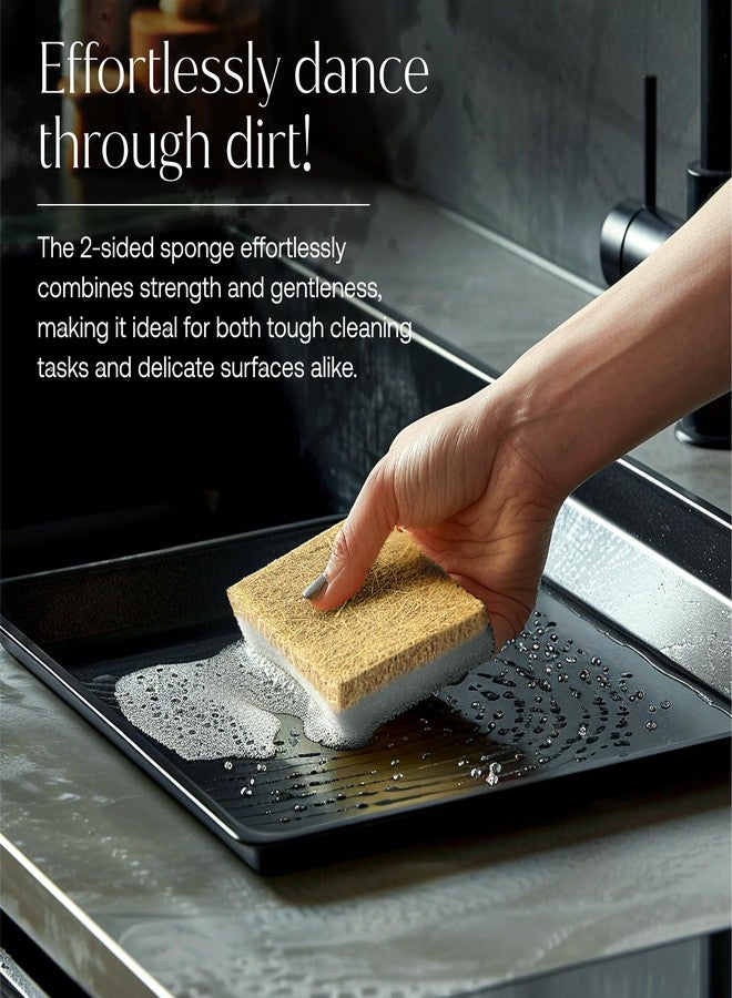 Fab Tab FabTab Coconut and Cellulose Sponges, Plant-Based, Non-Scratch Cleaning Sponges for Dishes, Sinks, Stoves, Countertops, Odorless Kitchen Sponge, Reusable, Dishwasher Safe 6-Count - Image 3