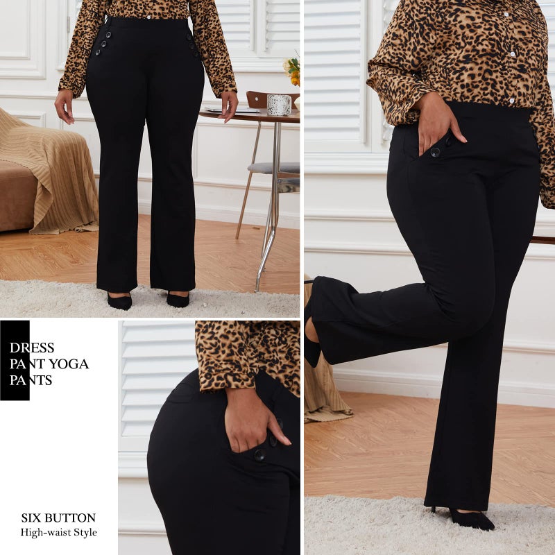 DGD Stretch Dress Pants Plus Size for Women Wrinkle-Free Office Pant with Pocket High Waist Work Casual Pant 3XL-DD - Image 4