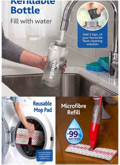 Vileda Vileda Pro Mist Max Mop Set with 2 Extra Refills with DAC Disinfectant and Cleaner  - Image 2