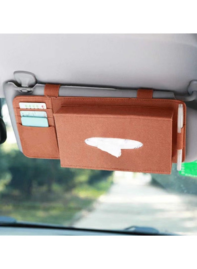 Car Sun Visor Tissue Box Felt Napkin Holder Hanging Car Sun Shade Storage bag - Image 2