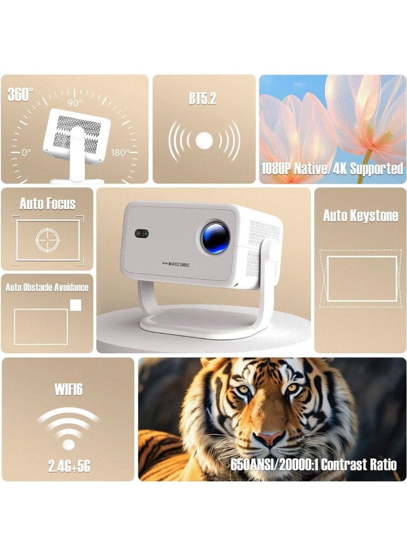Magcubic L018 Projector, 1080P Native, 650 ANSI,AutoFocus/Keystone, WiFi 6 BT5.4, 360° Adjustable Smart Projector for Home/Outdoor Movies - Image 2