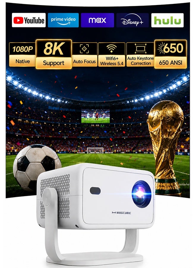 Magcubic L018 Projector, 1080P Native, 650 ANSI,AutoFocus/Keystone, WiFi 6 BT5.4, 360° Adjustable Smart Projector for Home/Outdoor Movies - Image 1