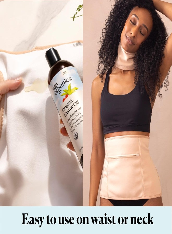 Sky Organics زيت الخروع من سكاي أورغانيكس 16 أونصة مع لفائف | عبوة زيت خروع عضوي قابلة لإعادة الاستخدام لتعزيز صحة الجسم، وتشجيع الراحة والاسترخاء | أحزمة مرنة قابلة للتعديل من القطن متينة وسهلة الاستخدام - Image 3