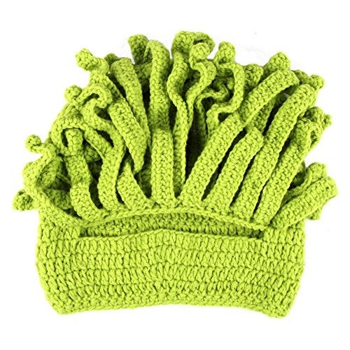 Kafeimali Men's Head Barbarian Vagabond Beanie Original Foldaway Beard Octopus Pirate Hats Bearded Caps (Green) - Image 5