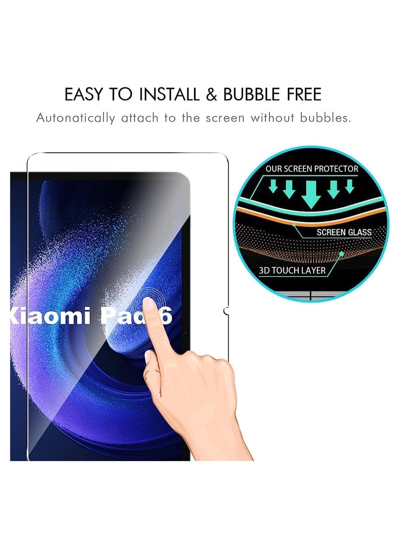 (2+2 Packs) Compatible Xiaomi Pad 6 Pro 11 inch Screen Protector and Camera Lens Protector, Anti-scratch 9H Hardness Protective Film Premium HD Clarity Tempered Glass Friendly - Image 3