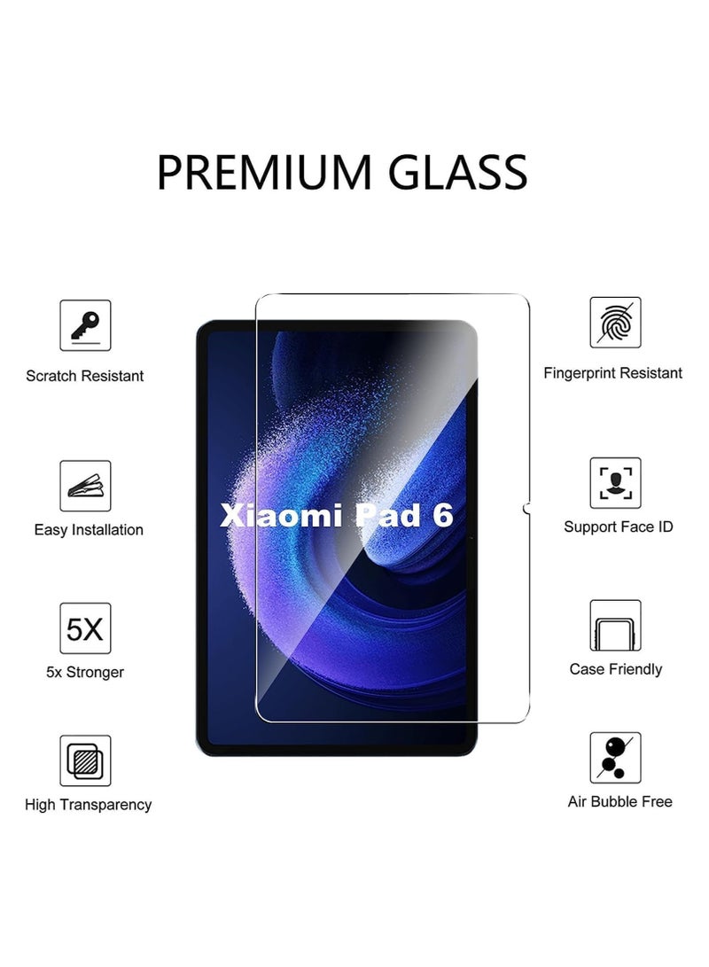 (2+2 Packs) Compatible Xiaomi Pad 6 Pro 11 inch Screen Protector and Camera Lens Protector, Anti-scratch 9H Hardness Protective Film Premium HD Clarity Tempered Glass Friendly - Image 2