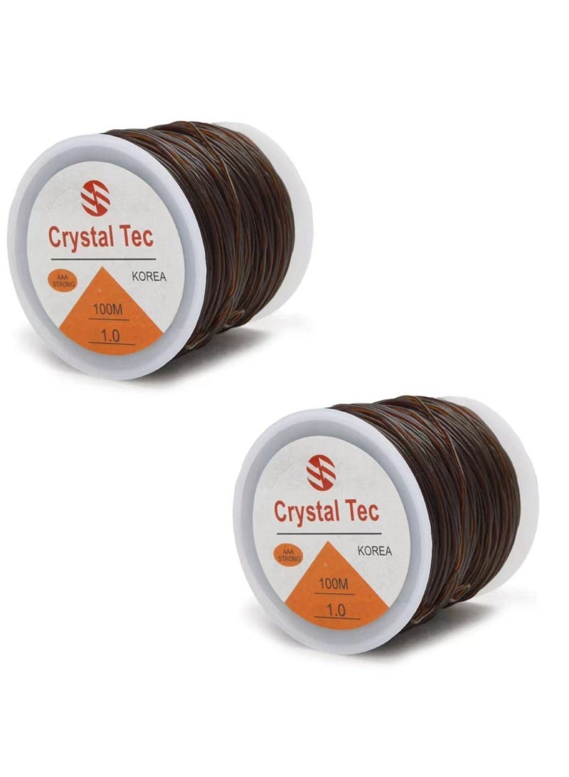 Barakah 2Pack 1.0mm Elastic String, Jewelry Cord, Bracelet Rope Crystal Beading Cords, Transparent Beaded Line, Can Easily Pass Through Jewelry, Suitable for DIY Making Premium Cords 328ft Total(Brown) - Image 1