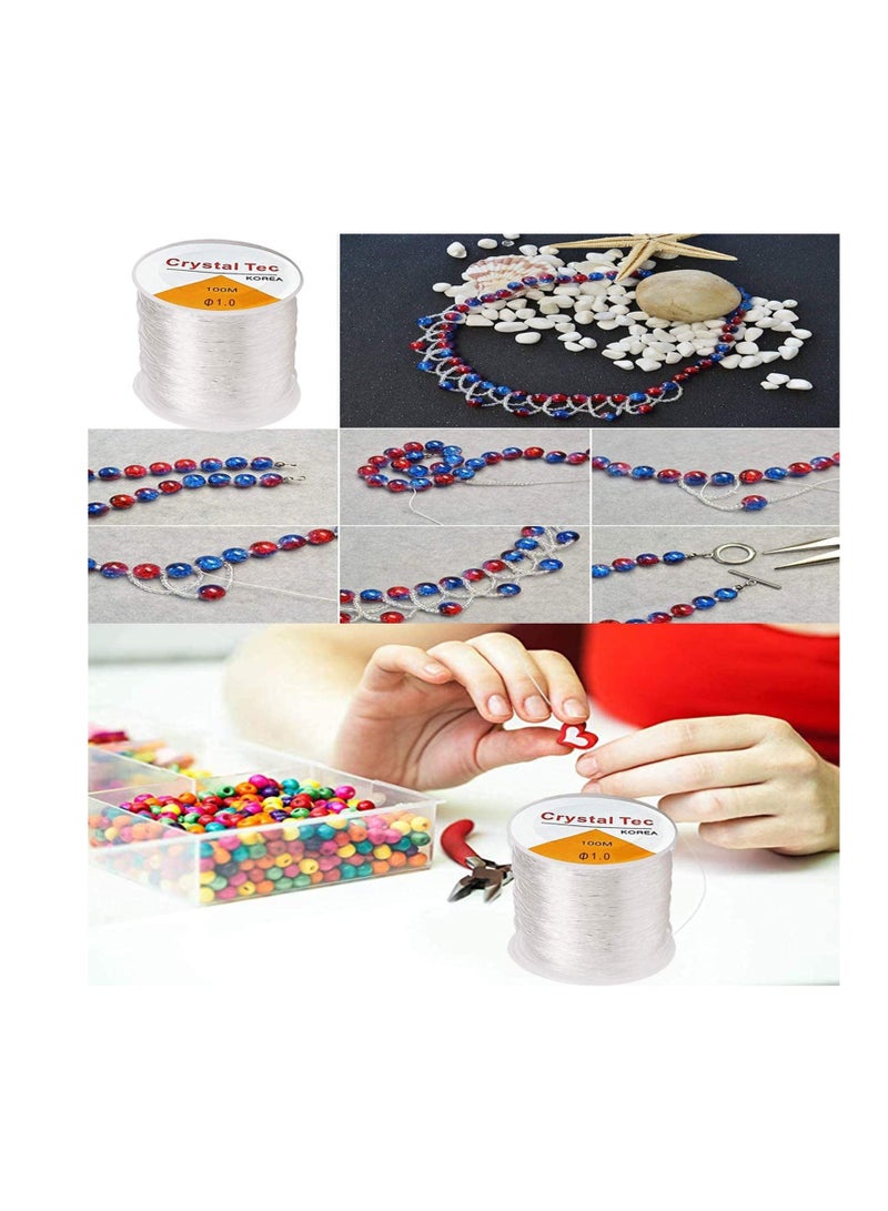 Barakah 2Pack 1.0mm Elastic String, Jewelry Cord, Bracelet Rope Crystal Beading Cords, Transparent Beaded Line, Can Easily Pass Through Jewelry, Suitable for DIY Making Premium Cords 328ft Total(Brown) - Image 5