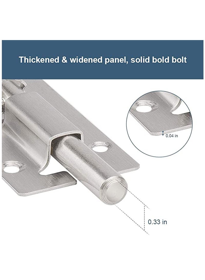 SOLARAE 2 Pack Door Security Slide Latch Lock, Keyless Entry Door Lock, Thickened Stainless Steel Sliding Door Lock, Easy to Install Gate, Slide Latch Lock with Screws - Image 4