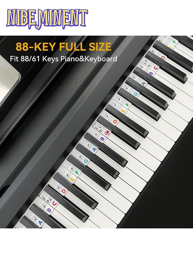 Piano Notes Guide for Beginner, Removable Piano Keyboard Note Labels for Learning, 88-Key Full Size, Made of Silicone, No Need Stickers, Reusable and Comes with Box (Rainbow Colors）  - Image 5