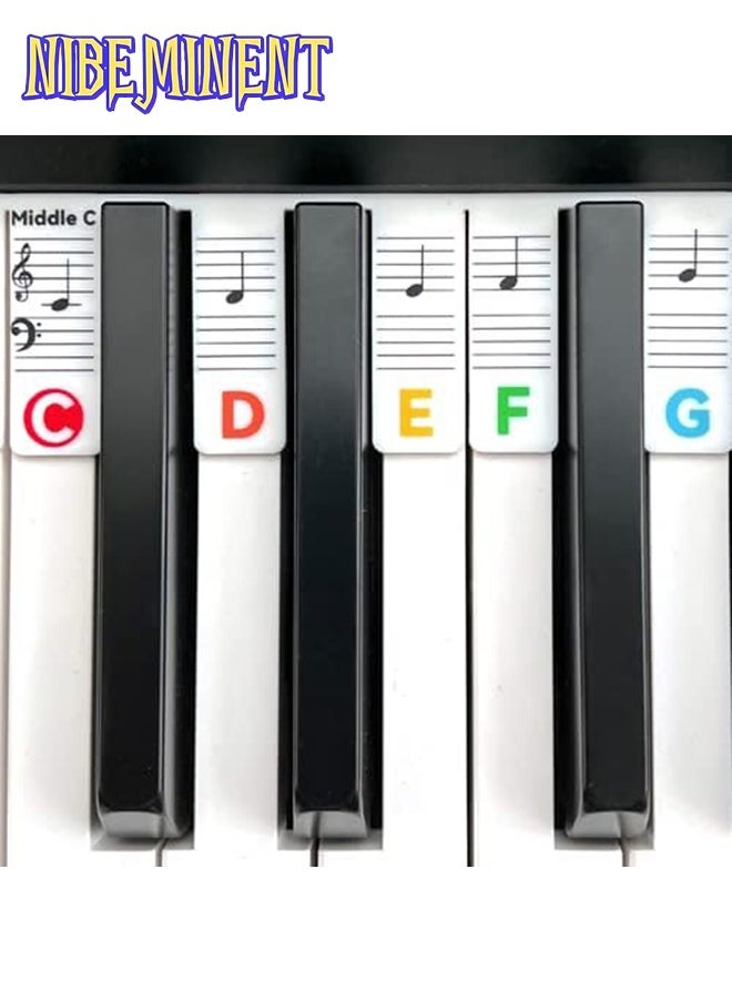 Piano Notes Guide for Beginner, Removable Piano Keyboard Note Labels for Learning, 88-Key Full Size, Made of Silicone, No Need Stickers, Reusable and Comes with Box (Rainbow Colors）  - Image 2