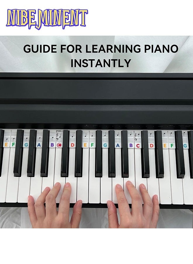 Piano Notes Guide for Beginner, Removable Piano Keyboard Note Labels for Learning, 88-Key Full Size, Made of Silicone, No Need Stickers, Reusable and Comes with Box (Rainbow Colors）  - Image 1