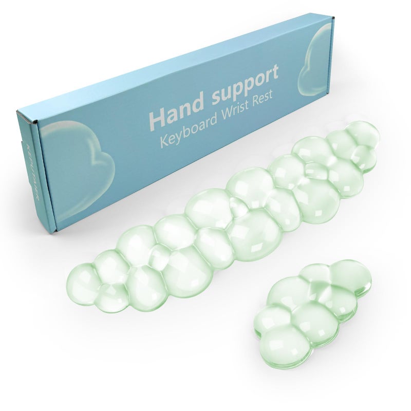 KEPUTAIER Gel Cloud Keyboard and Mouse Wrist Rest, Cute Wrist Support and Arm Support Keyboard Rest for Keyboard and Mouse Typing Pain Reliefï¼ŒSuitable for Office/Computer/Laptop/Gaming ï¼ˆGreenï¼‰ - Image 1