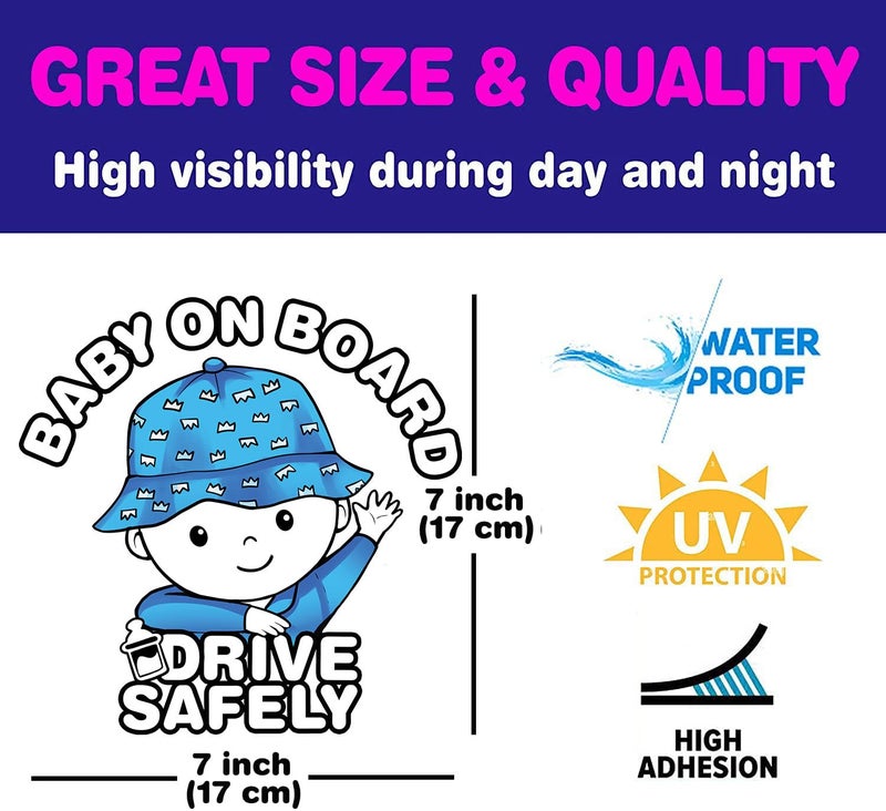 Canel 6 Pieces (2 Stickers Plus 4 Reflective Warning Open Door Sign), High Visibility, Baby in Car Sticker and Warning Open Door Sign, Baby on Board Sticker, Drive Safely Sticker - Image 3
