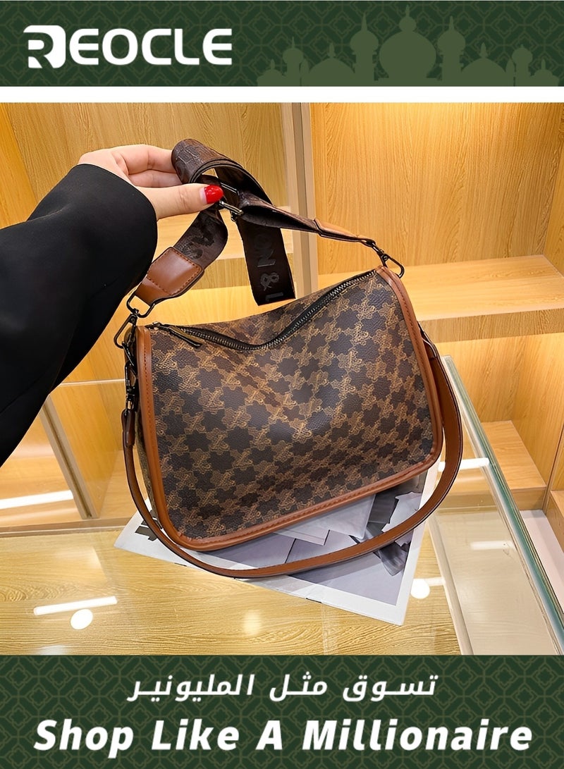 REOCLE Women's Crossbody Bags Leather Shoulder Bag Trendy Fashion Handbags with Adjustable Wide Strap Waterproof Purses for Ladies  - Image 1