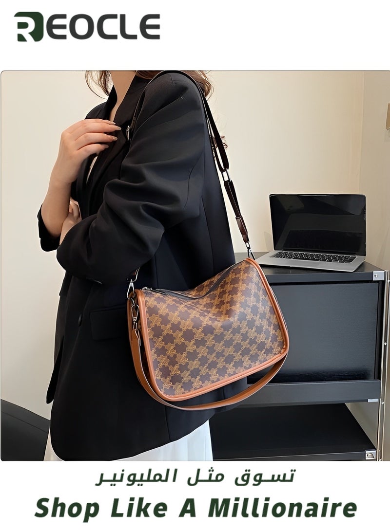 REOCLE Women's Crossbody Bags Leather Shoulder Bag Trendy Fashion Handbags with Adjustable Wide Strap Waterproof Purses for Ladies  - Image 4