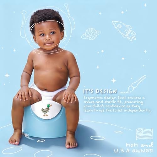 Potty Time New | Potty Training Seat by Potty Watch Inventor - Easy & Fun Toilet with Interactive 6 Reusable Color Changing Magic Stickers - Easy to Peel Stickers for Kids - (Pond, Blue) - Image 2