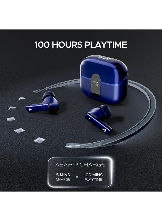 boAt Airdopes 121 Pro Plus,100H Battery,4Mics ENx,Low Latency,Fast Charge, LED Display, Stream Ad Free Music via App Support, Bluetooth in Ear Earbuds, TWS Ear Buds Wireless Earphones with mic Blue - Image 2