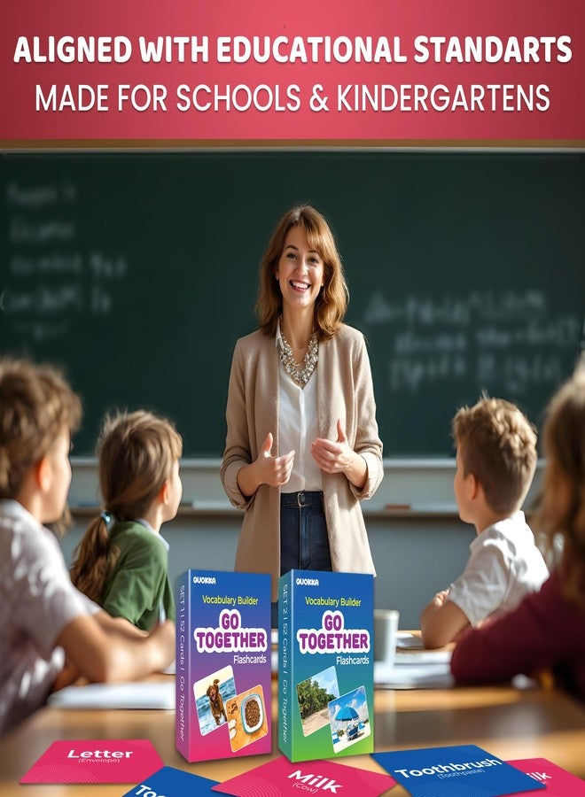 QUOKKA Vine Set of 2 Learning Flash Cards 2x52 - Go Together - Vocabulary Builder - Words&Sentences - Image 3