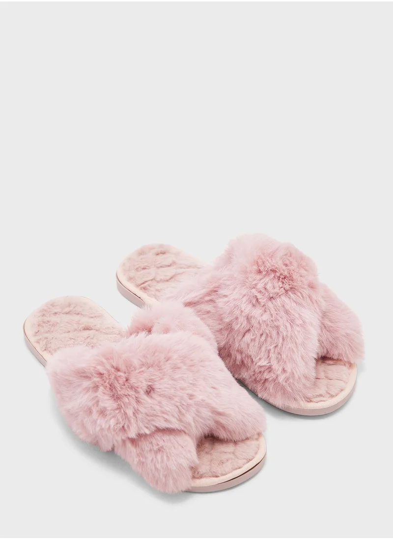 Ginger Crossover Fluffy Bedroom Slippers