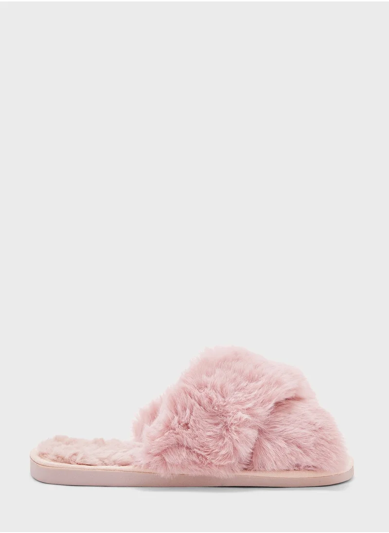 Ginger Crossover Fluffy Bedroom Slippers