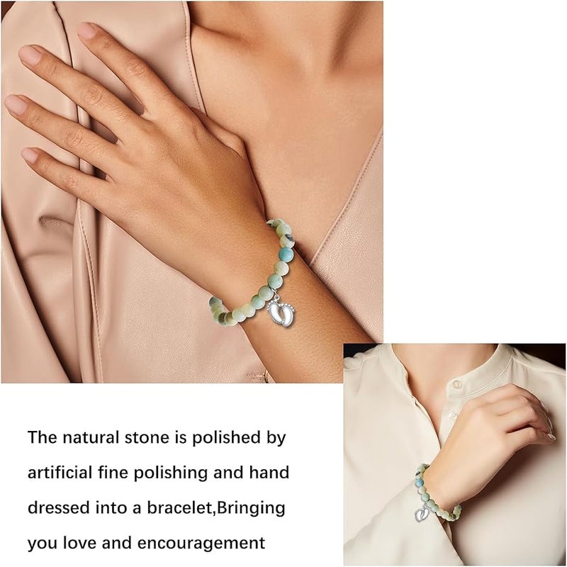 Vanleonet New Mom Bracelet Mothers Day Gifts for Mom Pregnancy Gifts For First Time Moms,Gender Reveal Gift Ideas, One Size, Stone, Amazonite - Image 2