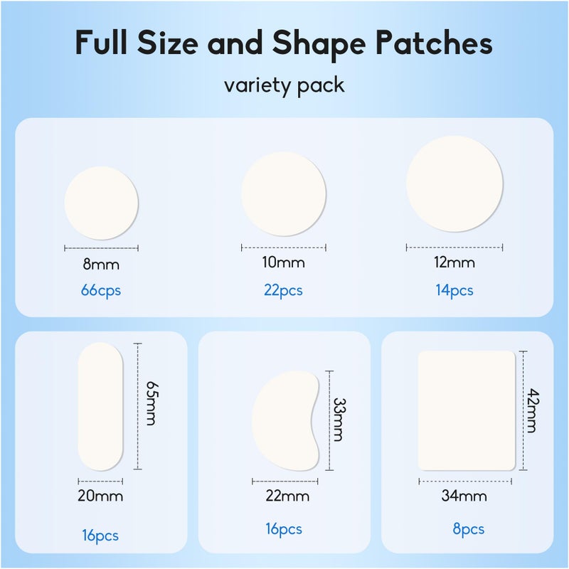 Daolyo Large Acne Pimple Patches for Face, 6 Sizes 142 Counts Big Hydrocolloid Bandages for Body, Forehead, Chin, Nose, Neck & Chest(Round, Oval, Moon, Square) - Image 2
