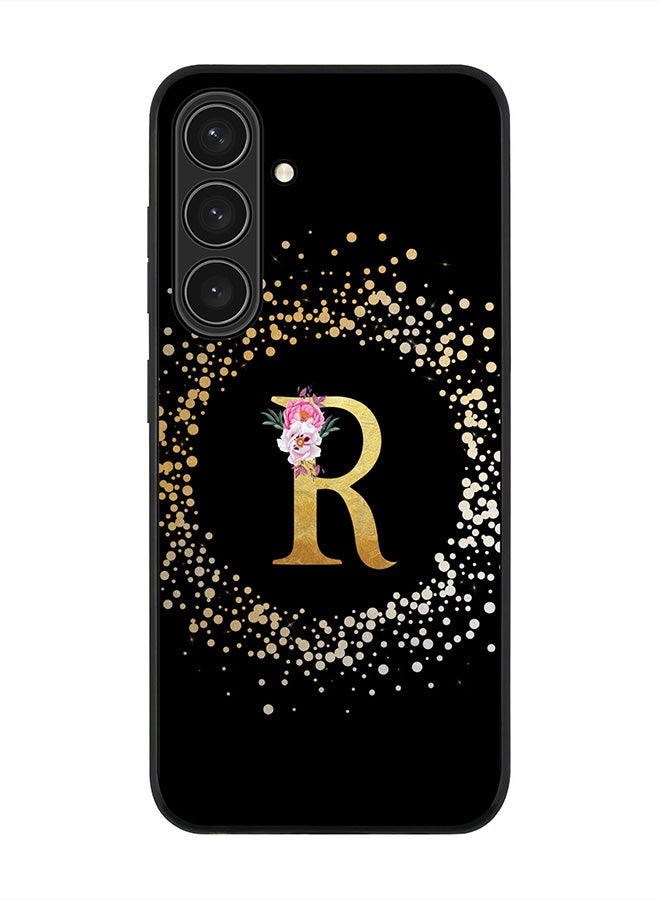 Stylizedd For Samsung Galaxy S25+ / S25 Plus 5G Case,Slim fit Camera Protection, Shockproof Thin Phone cover  - Custom Monogram Floral - R ( Black ) - Image 1