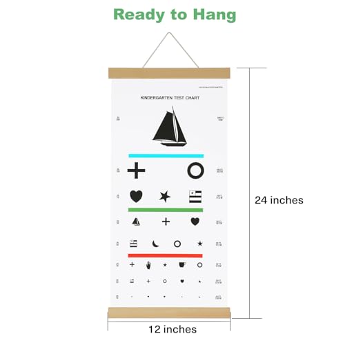 NOYOC Pediatric Eye Chart for Kindergarten Child, Kids Visual Acuity Test Wall Chart with Wooden Frame and Canvas for Eye Exams 20 Feet 24 x 12 Inches (20 Feet Distance) - Image 2